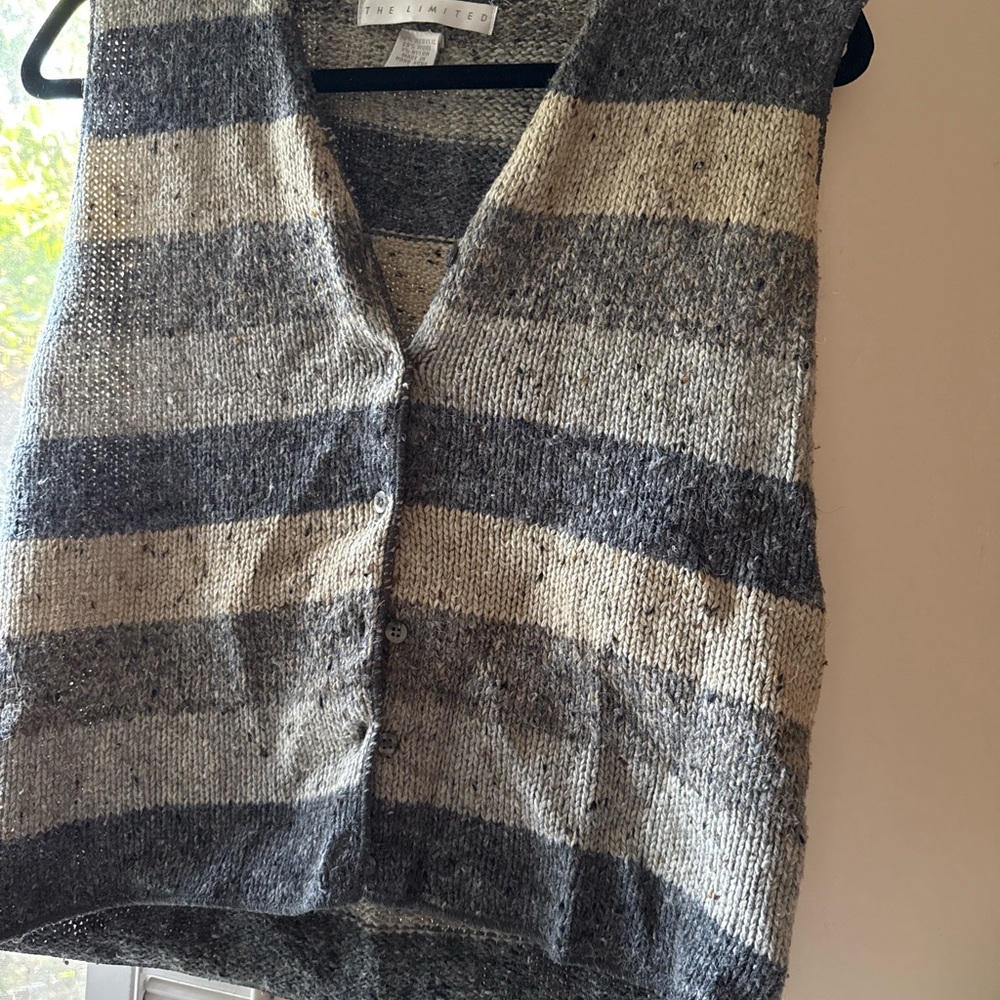 Vintage Striped Gray Knit Vest